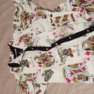 Large, Deck of Cards Button Up